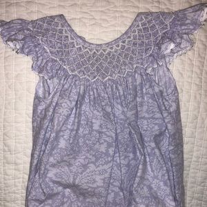 Mom and Me 12 month Smocked Lavender Demask Bubble